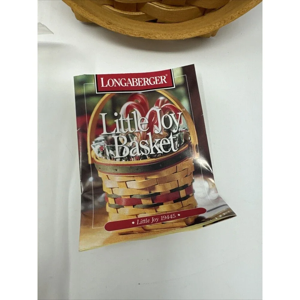 Longaberger 1998 Little Joy Basket Set - Berry Red Stripe + Protector